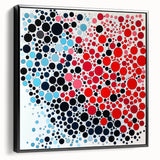 Geometric Abstract Wall Art – Red, Pink & Blue Circle Canvas