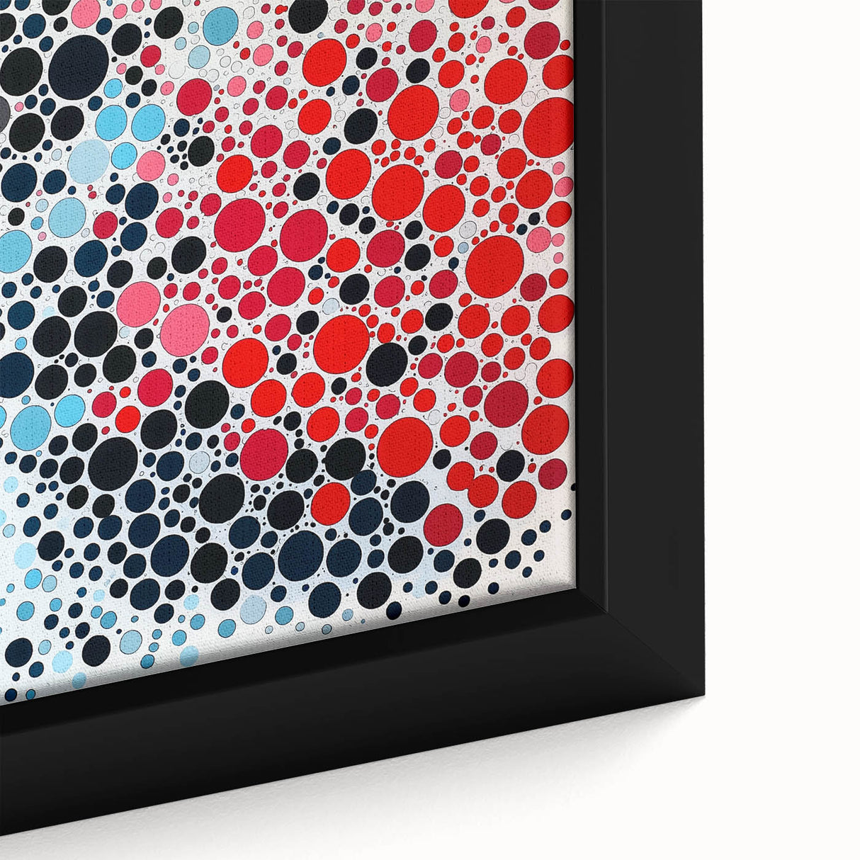 Geometric Abstract Wall Art – Red, Pink & Blue Circle Canvas