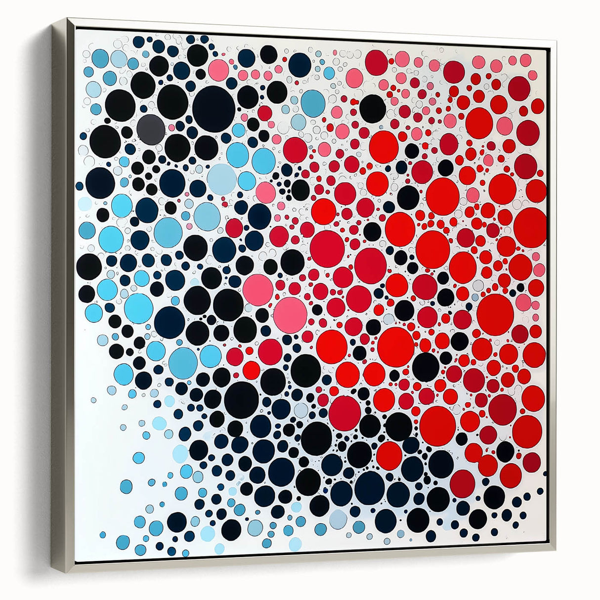Geometric Abstract Wall Art – Red, Pink & Blue Circle Canvas