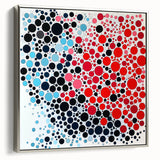 Geometric Abstract Wall Art – Red, Pink & Blue Circle Canvas