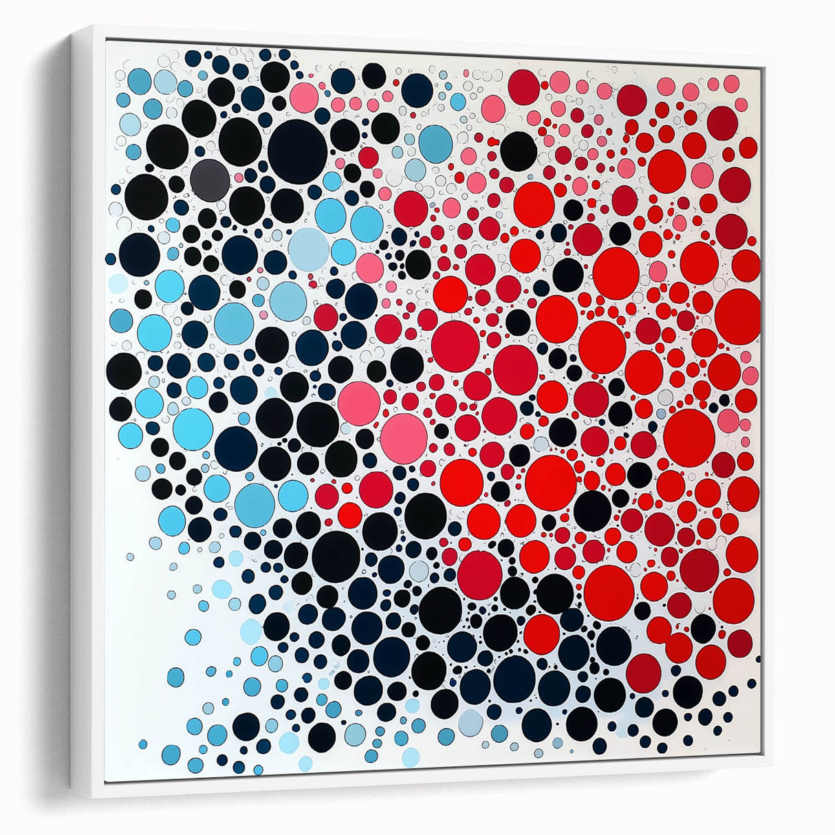 Geometric Abstract Wall Art – Red, Pink & Blue Circle Canvas