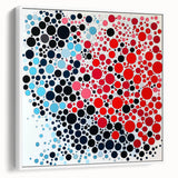 Geometric Abstract Wall Art – Red, Pink & Blue Circle Canvas