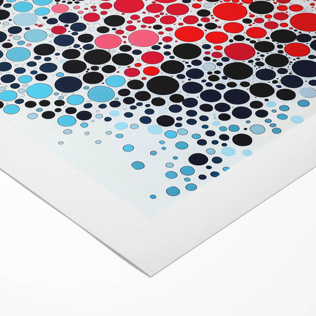 Geometric Abstract Wall Art – Red, Pink & Blue Circle Canvas