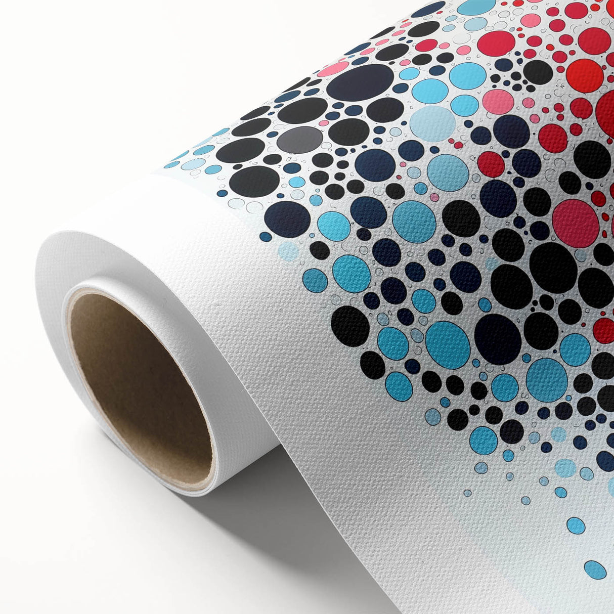 Geometric Abstract Wall Art – Red, Pink & Blue Circle Canvas