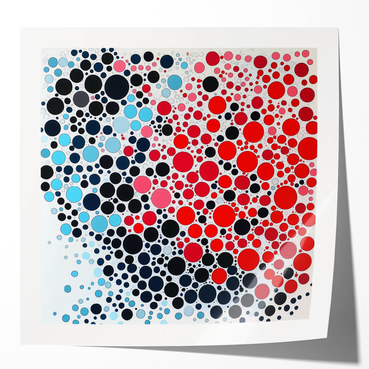 Geometric Abstract Wall Art – Red, Pink & Blue Circle Canvas