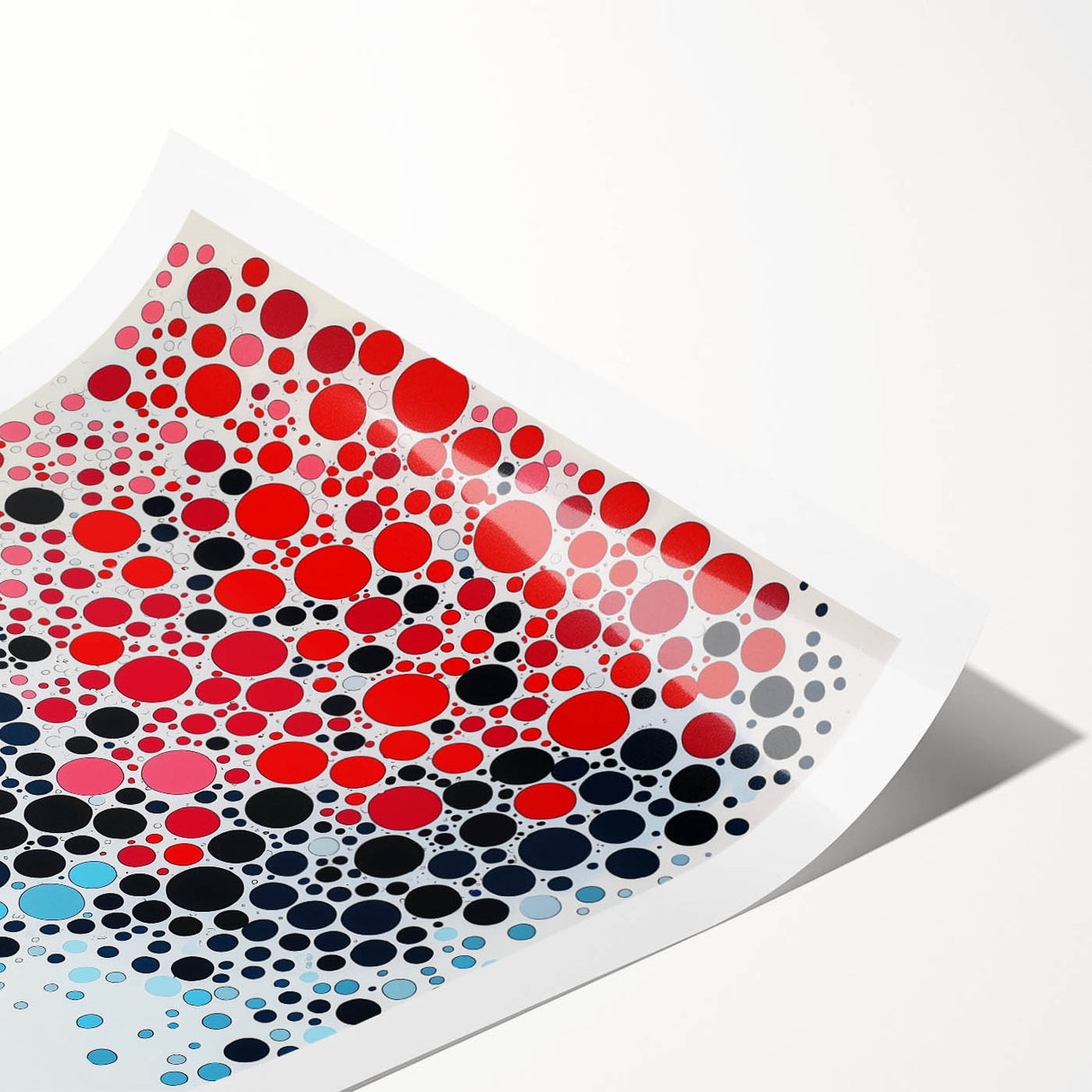Geometric Abstract Wall Art – Red, Pink & Blue Circle Canvas