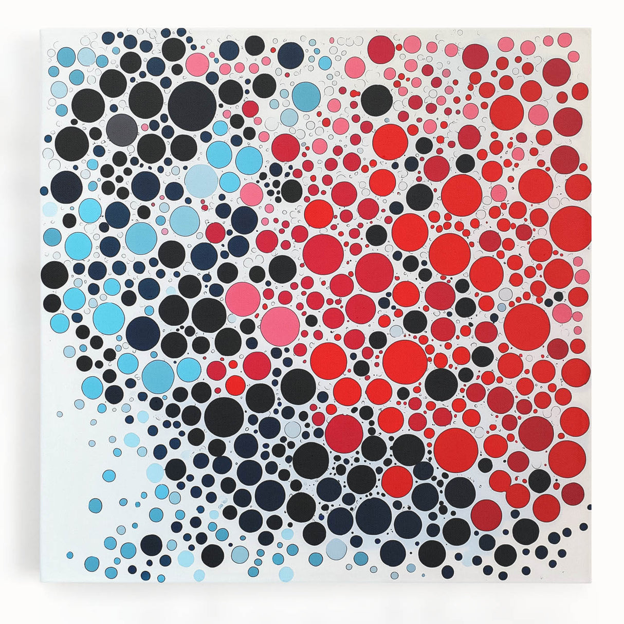 Geometric Abstract Wall Art – Red, Pink & Blue Circle Canvas