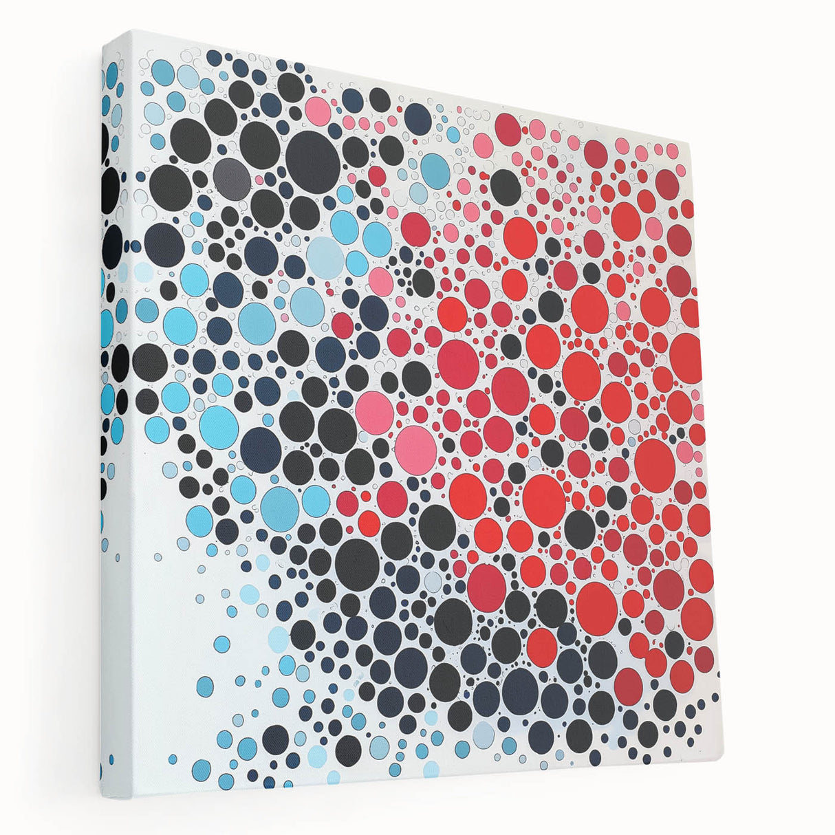 Geometric Abstract Wall Art – Red, Pink & Blue Circle Canvas