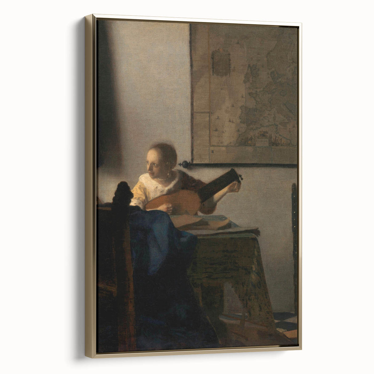 Baroque Woman Playing Lute Wall Art – Timeless Musical Grace