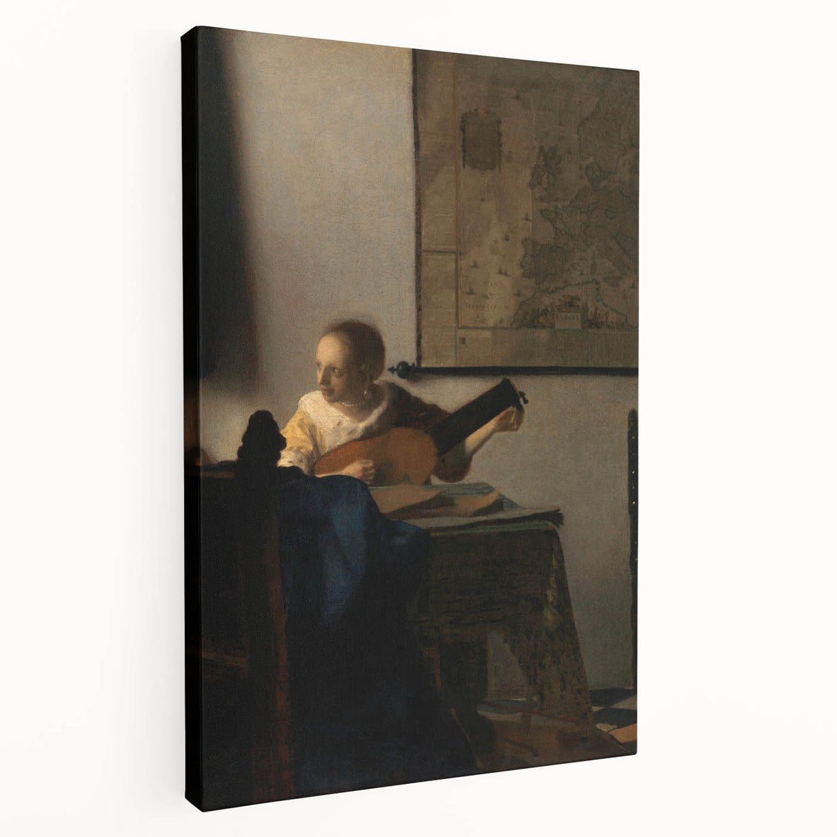 Baroque Woman Playing Lute Wall Art – Timeless Musical Grace