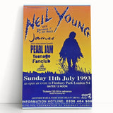 Neil Young Concert Poster – Vintage 1993 Finsbury Park Art