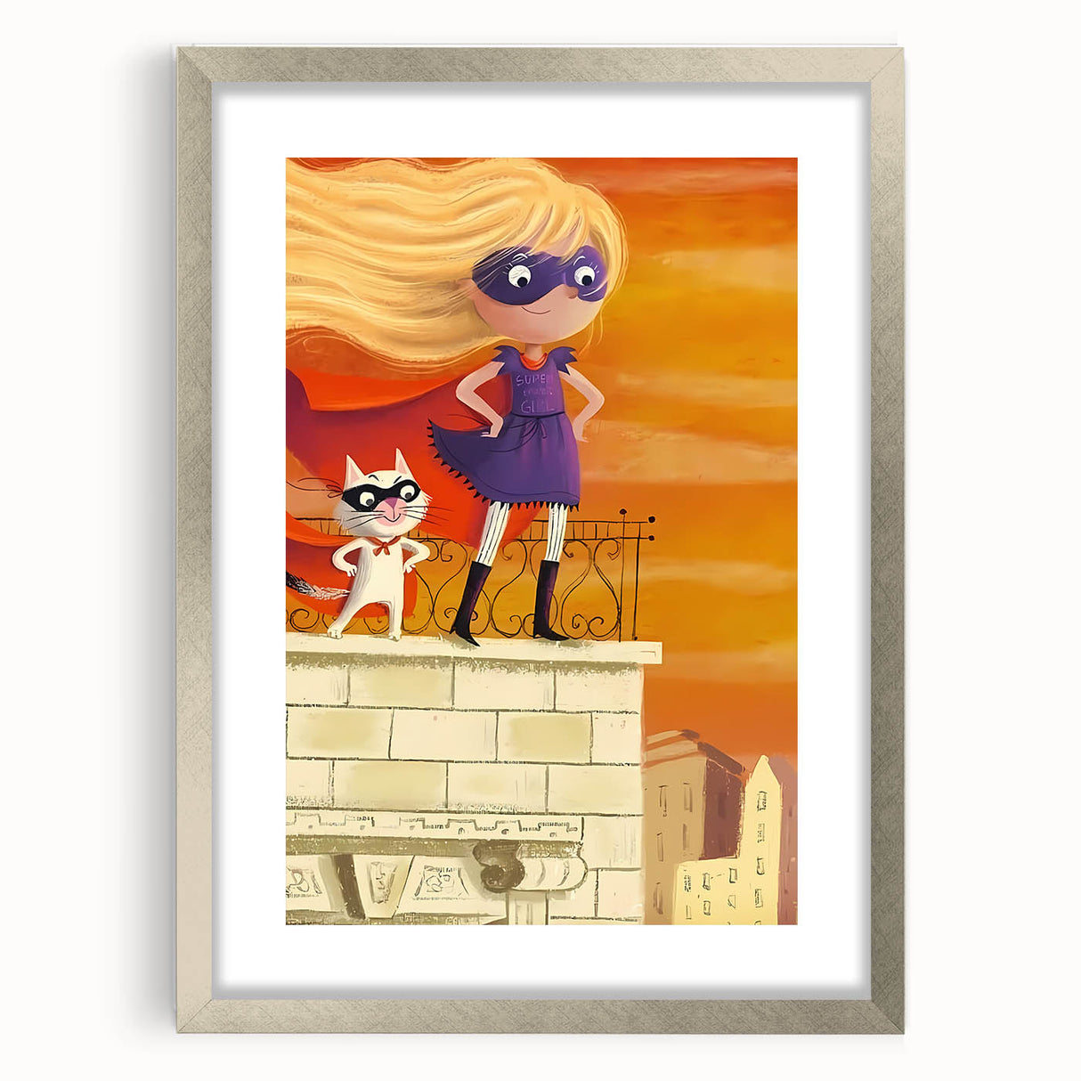 Superhero Girl Wall Art - Kids Room and Playroom Adventure Print