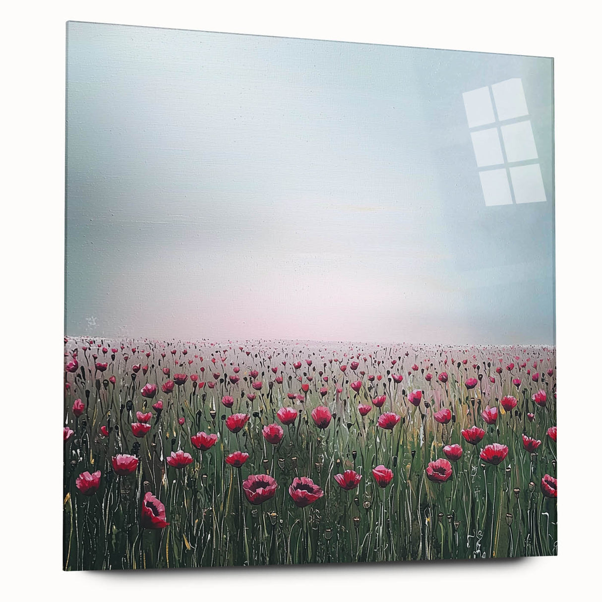 Abstract floral acrylic wall art displayed in a sleek glass frame, showcasing vibrant colors and intricate designs, ideal for modern home decor. Perfect for adding a pop of color to living spaces.