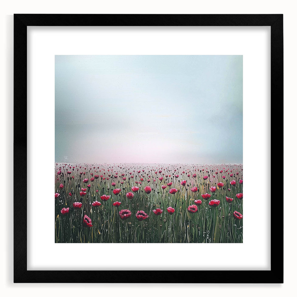 Abstract floral frame design featuring a black mat, showcasing vibrant colors and intricate patterns, perfect for enhancing home décor or gallery walls.