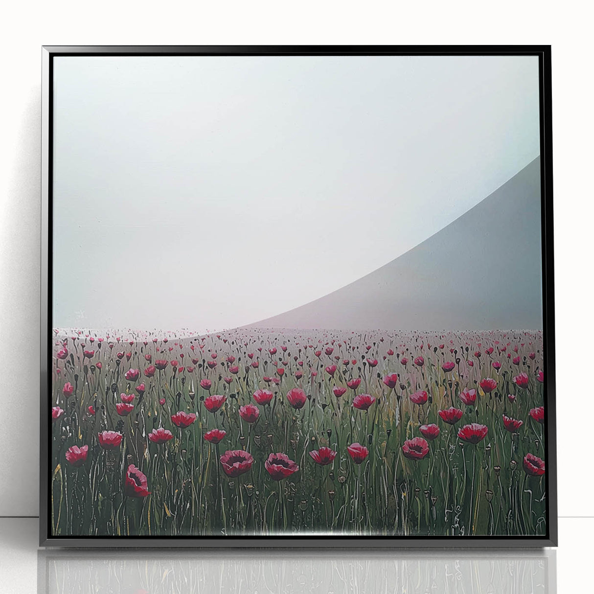 Framed acrylic artwork showcasing vibrant abstract florals in a modern black frame, perfect for adding a contemporary touch to home decor.