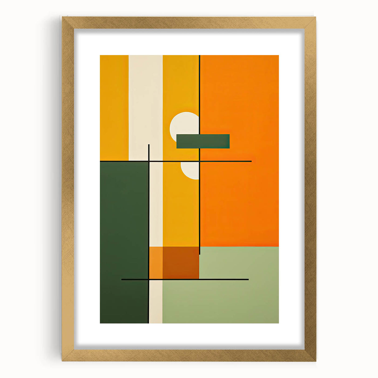 Abstract minimalist wall art framed in gold, showcasing a modern design with soft color gradients, perfect for enhancing contemporary home decor.