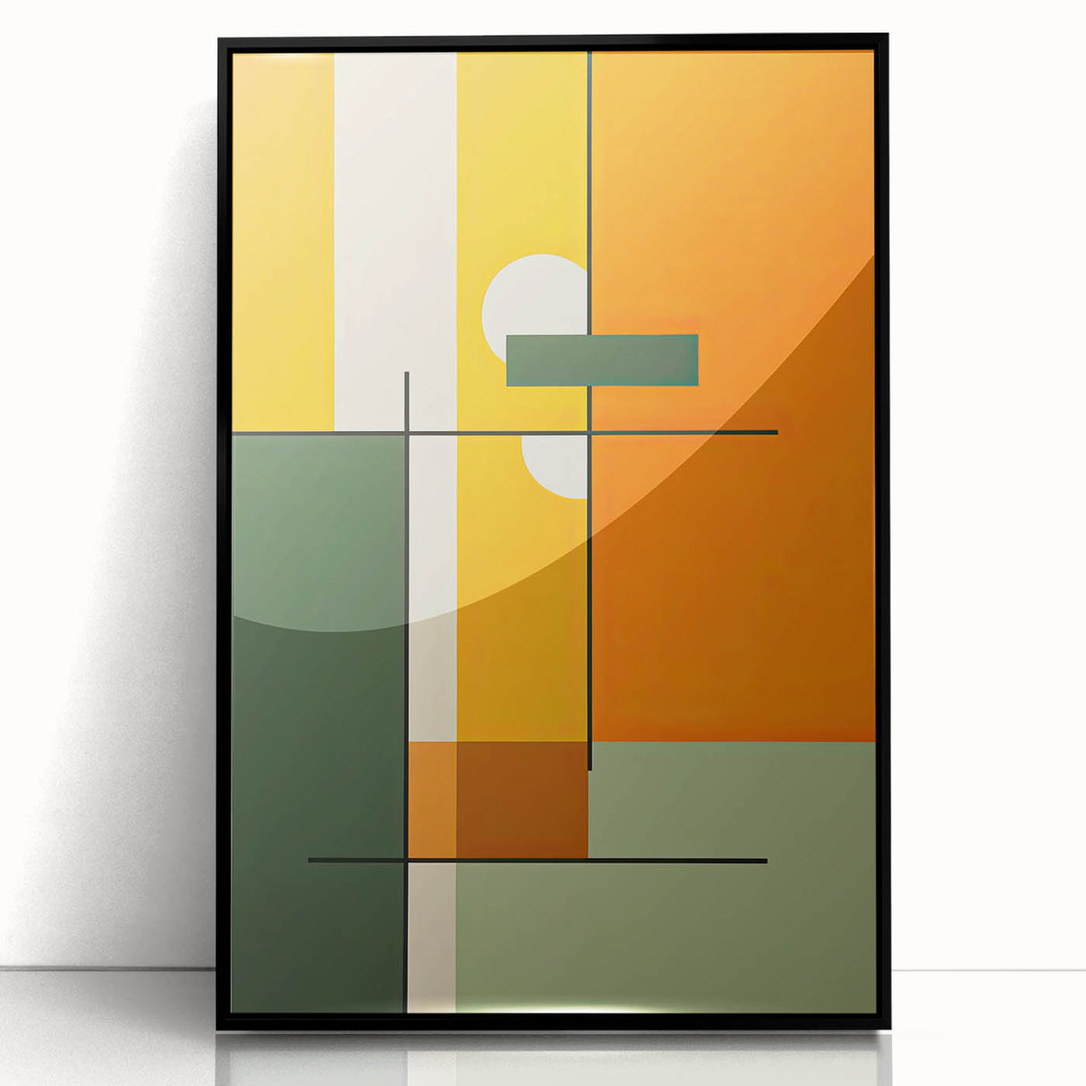 Framed abstract minimalist wall art featuring a sleek black design, perfect for modern decor, showcasing a stylish front view against a neutral backdrop.