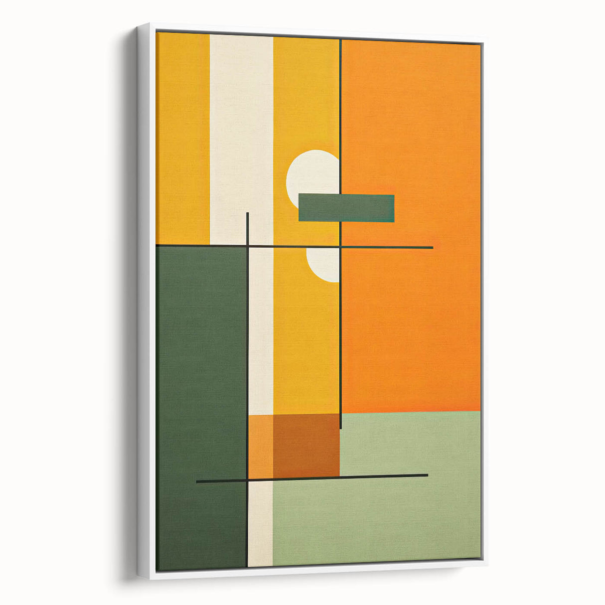 Abstract minimalist wall art in a sleek, framed canvas, showcasing a predominantly white design with subtle textures, ideal for modern decor.