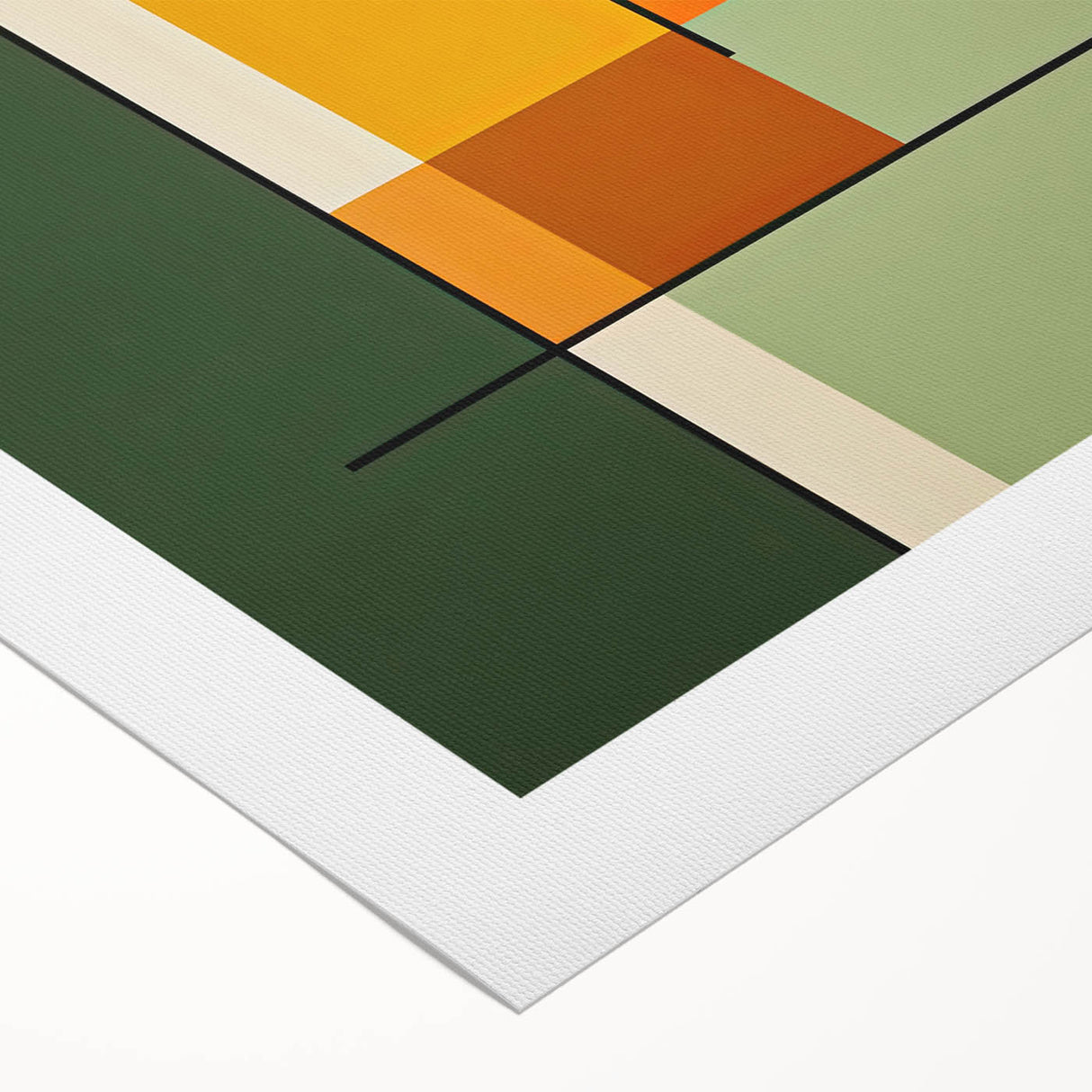 Abstract minimalist wall art on rolled canvas showcasing soft pastel colors and geometric shapes, elegantly packaged in a protective cardboard tube for shipping.