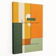 Abstract minimalist wall art on stretched canvas showcasing soft pastel colors and geometric shapes, perfect for modern home decor. Side view highlights its depth and texture.