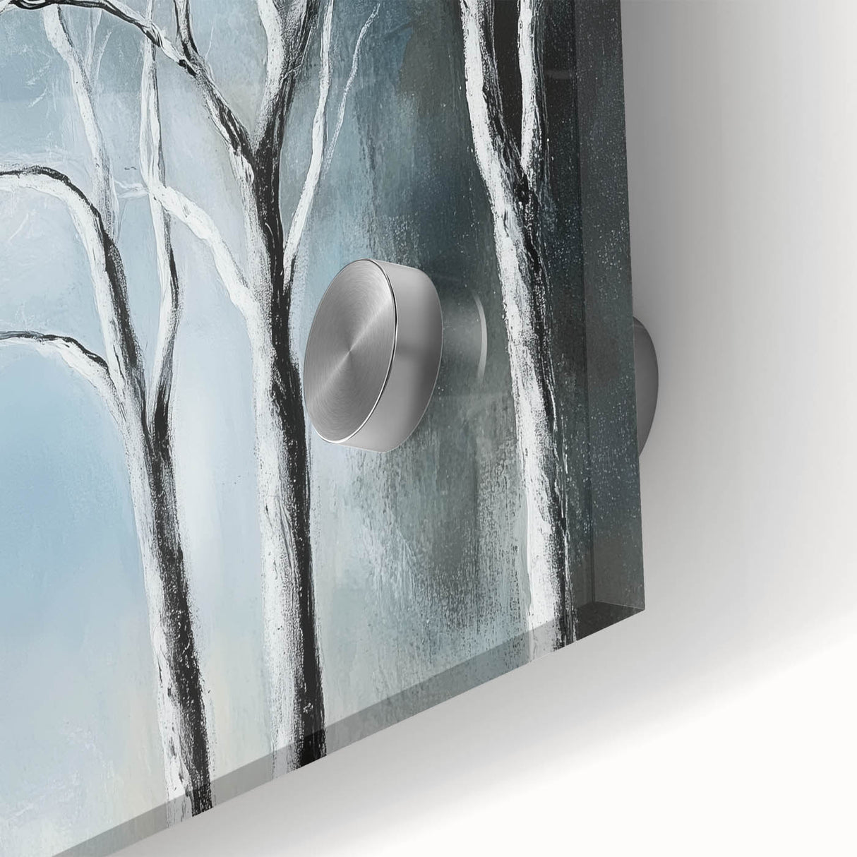 Winter Trees Abstract Wall Art – Light Blue & Gray Canvas Print