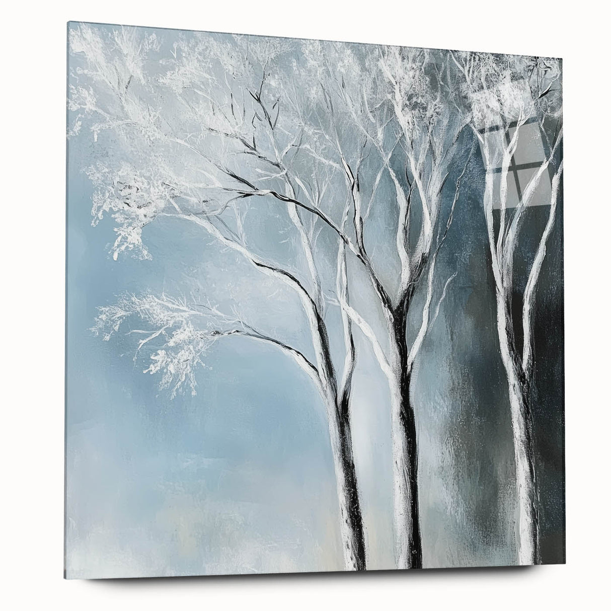 Winter Trees Abstract Wall Art – Light Blue & Gray Canvas Print