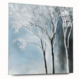 Winter Trees Abstract Wall Art – Light Blue & Gray Canvas Print