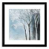 Winter Trees Abstract Wall Art – Light Blue & Gray Canvas Print