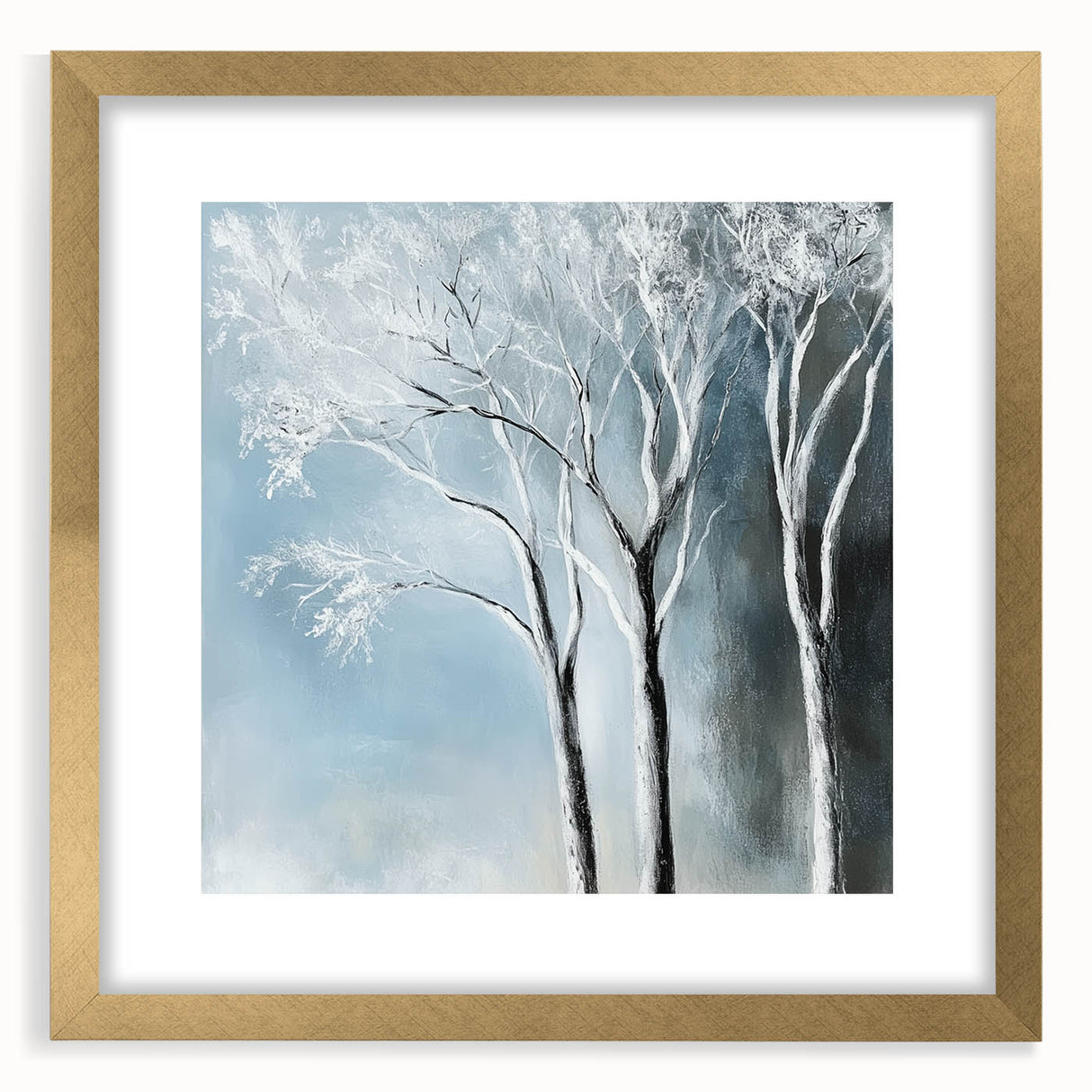 Winter Trees Abstract Wall Art – Light Blue & Gray Canvas Print