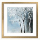 Winter Trees Abstract Wall Art – Light Blue & Gray Canvas Print