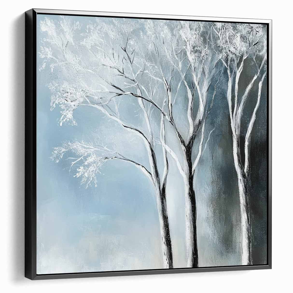 Winter Trees Abstract Wall Art – Light Blue & Gray Canvas Print