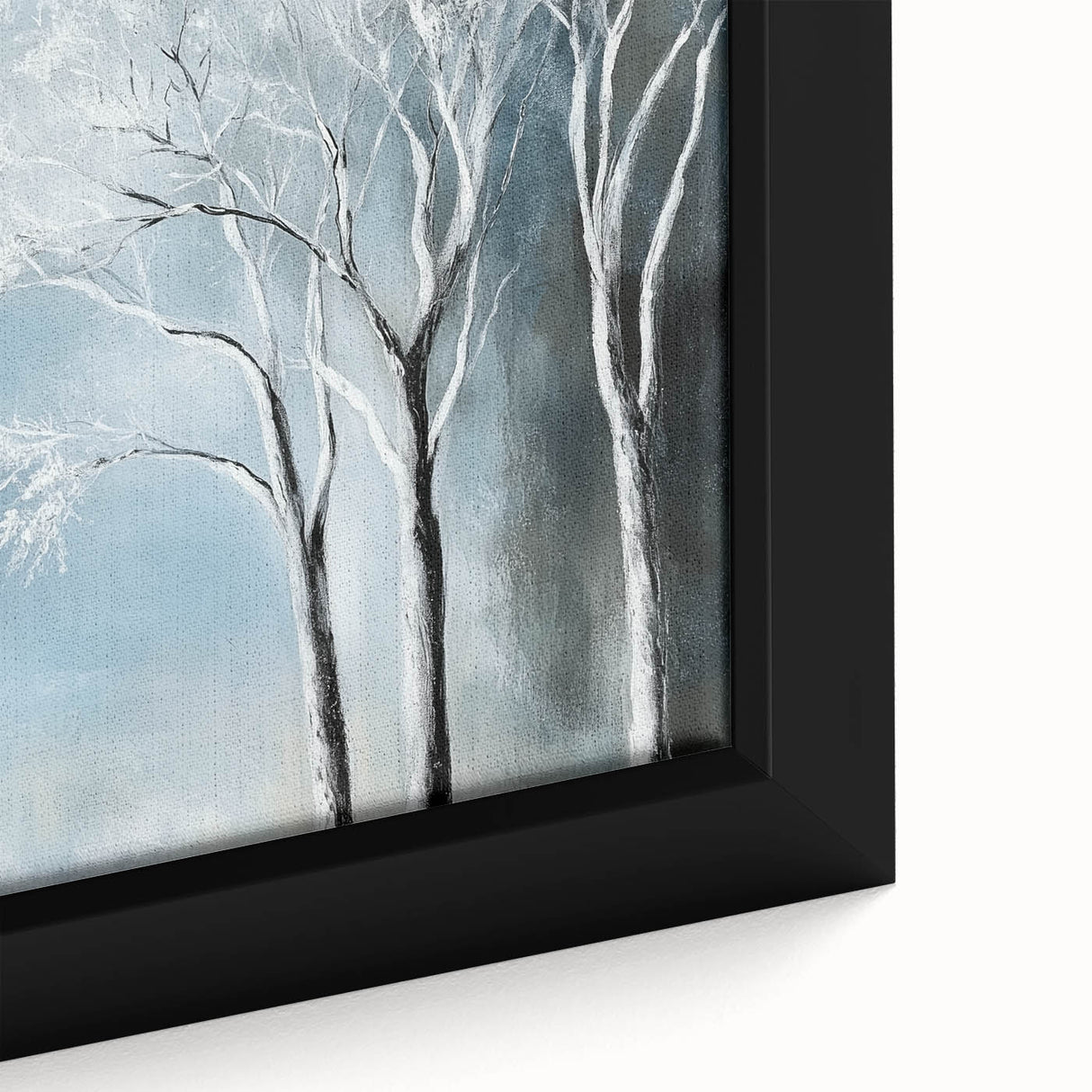 Winter Trees Abstract Wall Art – Light Blue & Gray Canvas Print