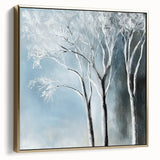 Winter Trees Abstract Wall Art – Light Blue & Gray Canvas Print