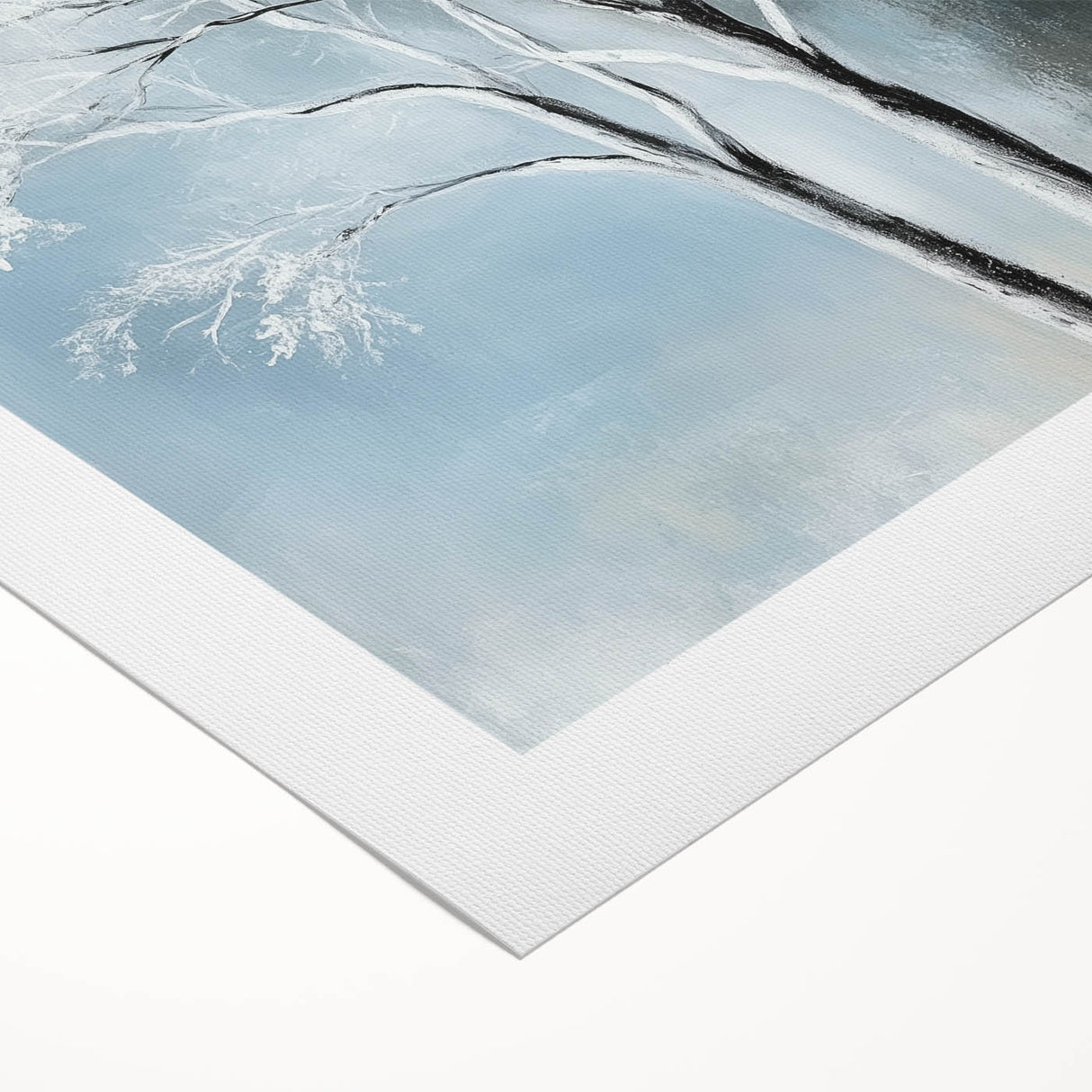 Winter Trees Abstract Wall Art – Light Blue & Gray Canvas Print