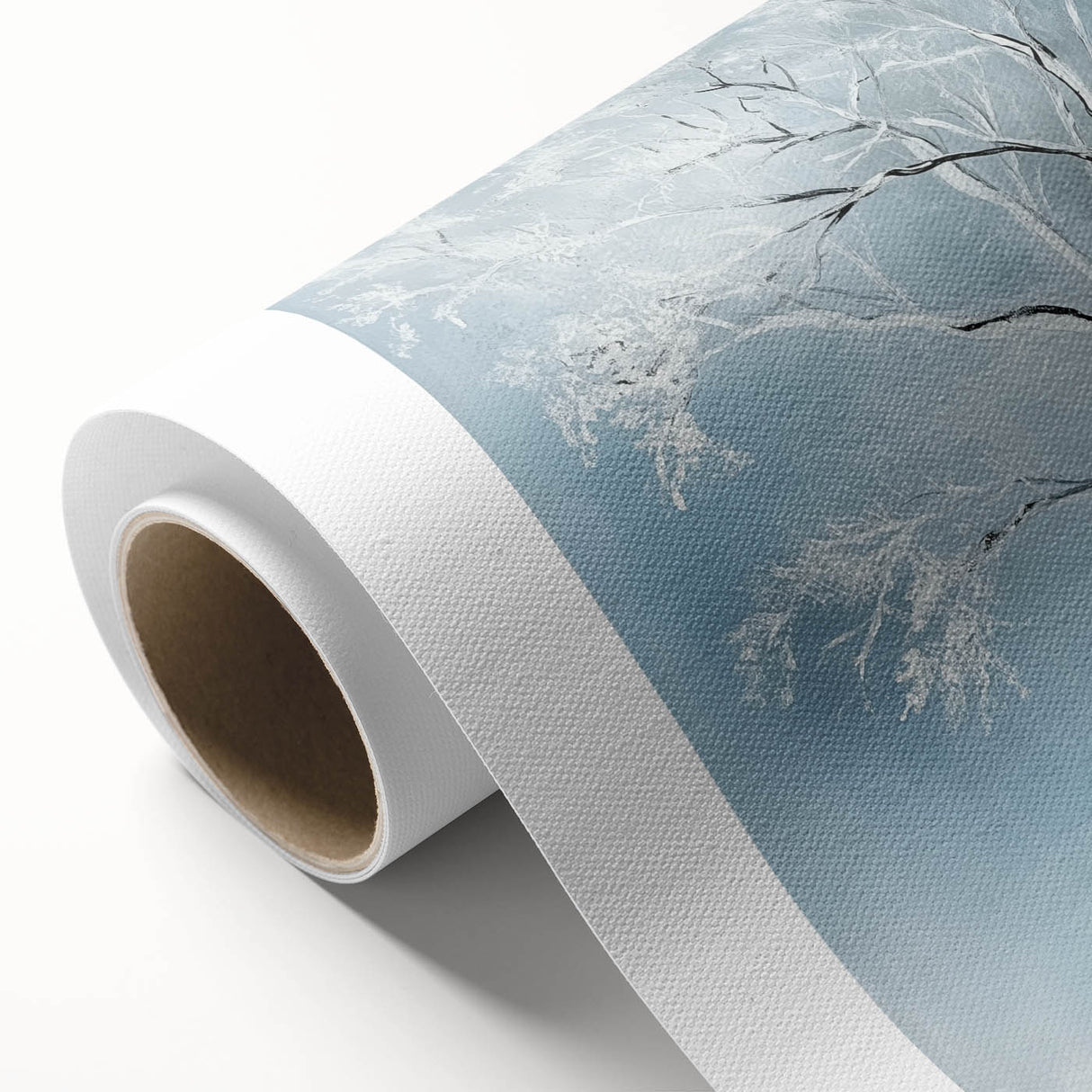 Winter Trees Abstract Wall Art – Light Blue & Gray Canvas Print