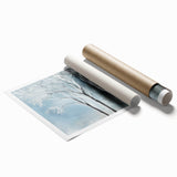 Winter Trees Abstract Wall Art – Light Blue & Gray Canvas Print
