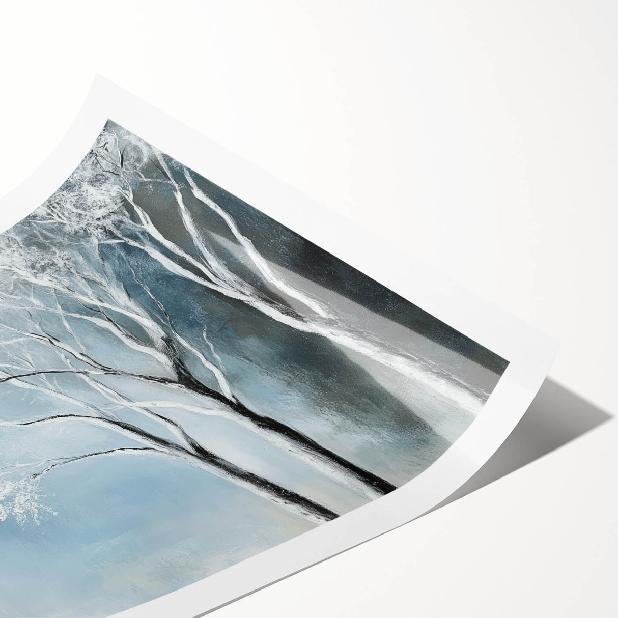 Winter Trees Abstract Wall Art – Light Blue & Gray Canvas Print