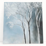 Winter Trees Abstract Wall Art – Light Blue & Gray Canvas Print