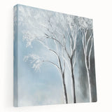 Winter Trees Abstract Wall Art – Light Blue & Gray Canvas Print