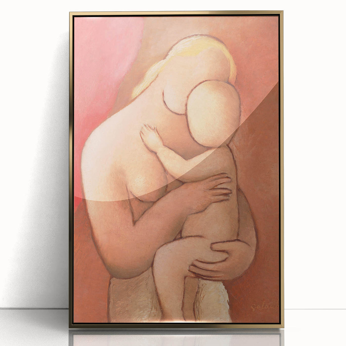 Mother and Child: Vintage Modern Wall Art by Mikuláš Galanda