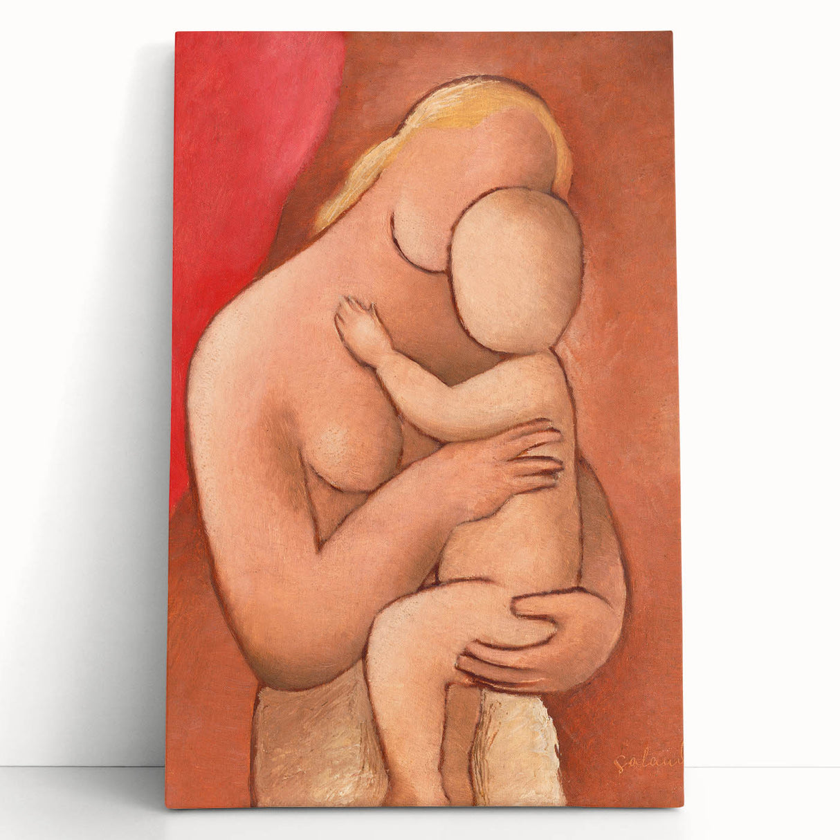 Mother and Child: Vintage Modern Wall Art by Mikuláš Galanda