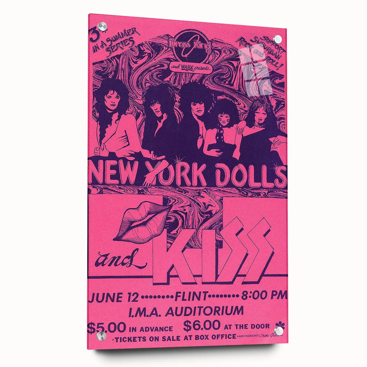 New York Dolls & KISS Concert Poster – Vintage 1970s Rock Art