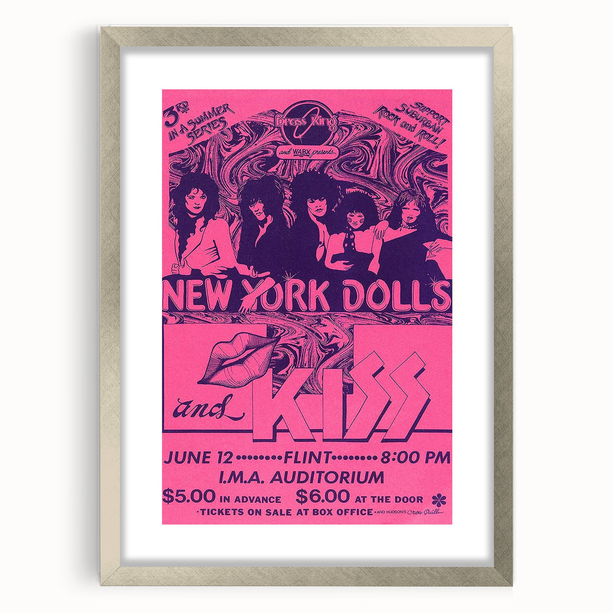 New York Dolls & KISS Concert Poster – Vintage 1970s Rock Art