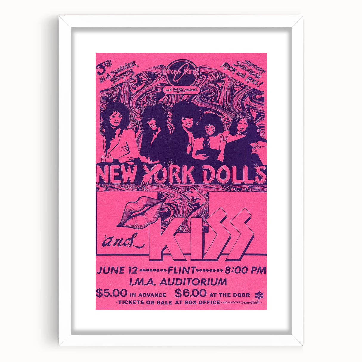 New York Dolls & KISS Concert Poster – Vintage 1970s Rock Art