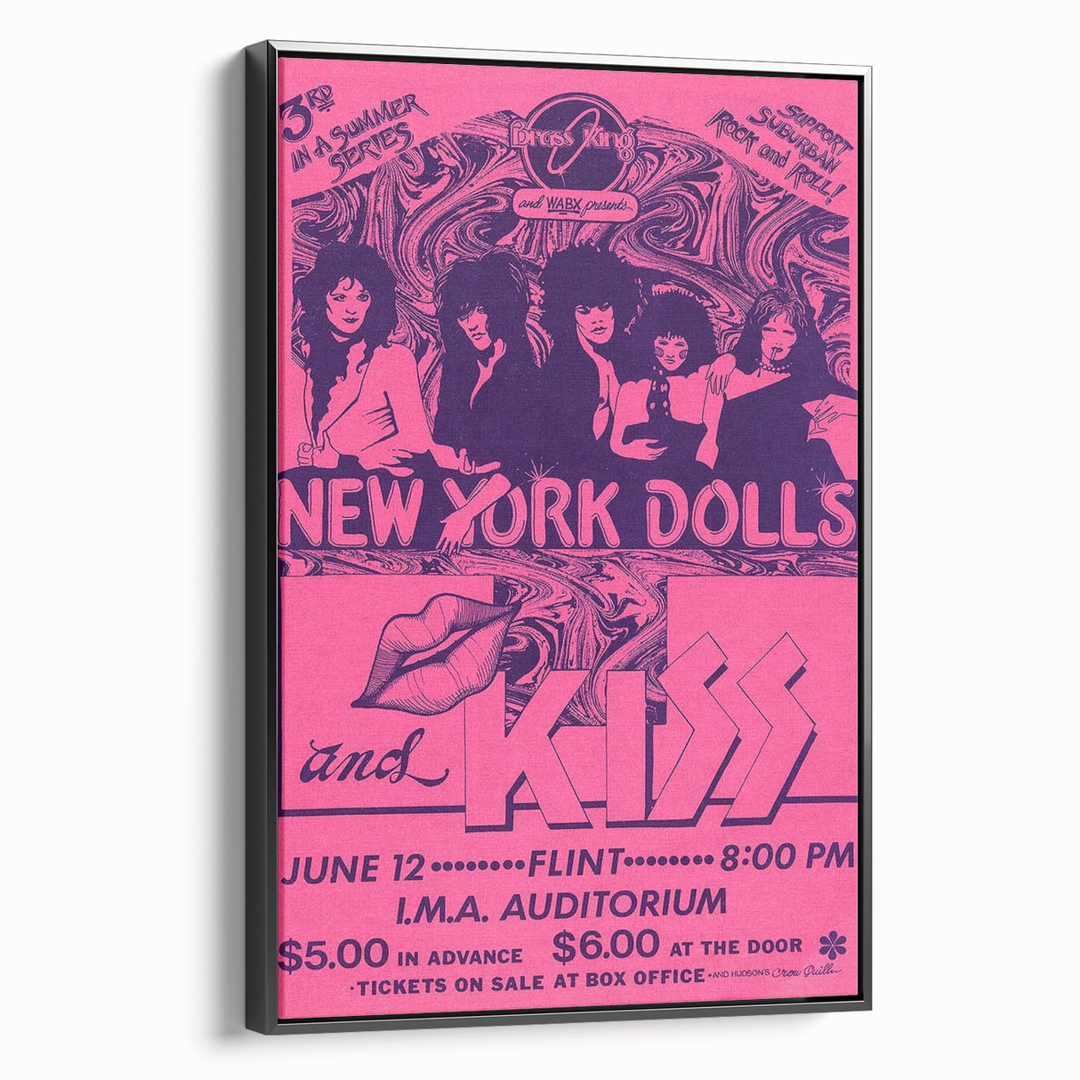 New York Dolls & KISS Concert Poster – Vintage 1970s Rock Art