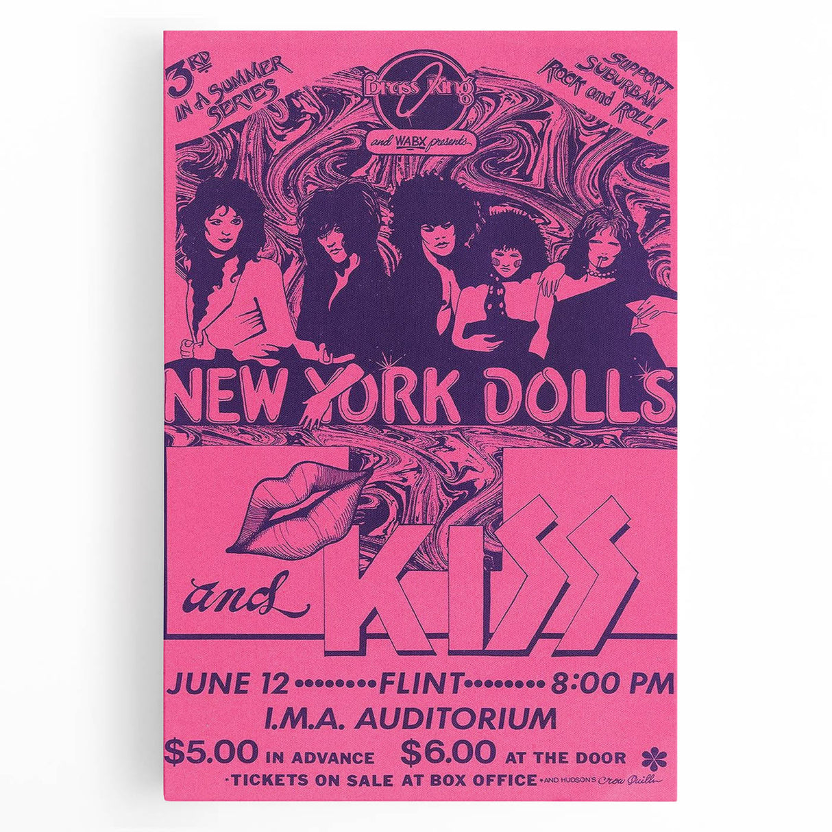 New York Dolls & KISS Concert Poster – Vintage 1970s Rock Art