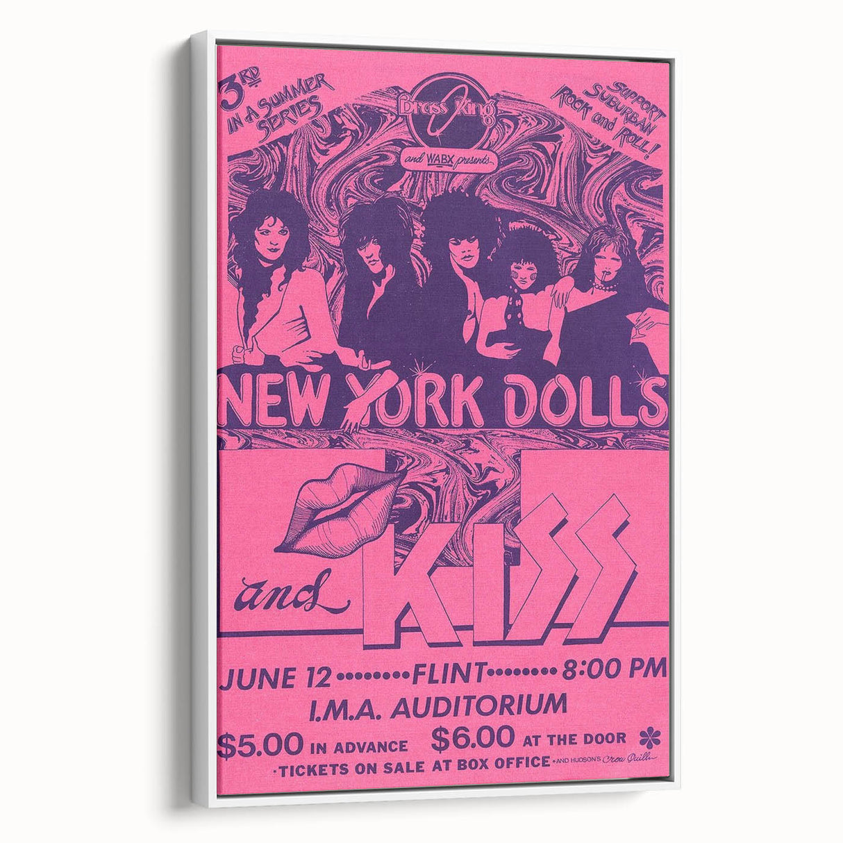 New York Dolls & KISS Concert Poster – Vintage 1970s Rock Art