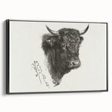 Animal Realism Art Print - Head of a Bull by Marie Rosalie Bonheur - Fine Detail Sketch