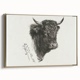 Animal Realism Art Print - Head of a Bull by Marie Rosalie Bonheur - Fine Detail Sketch