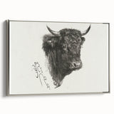 Animal Realism Art Print - Head of a Bull by Marie Rosalie Bonheur - Fine Detail Sketch